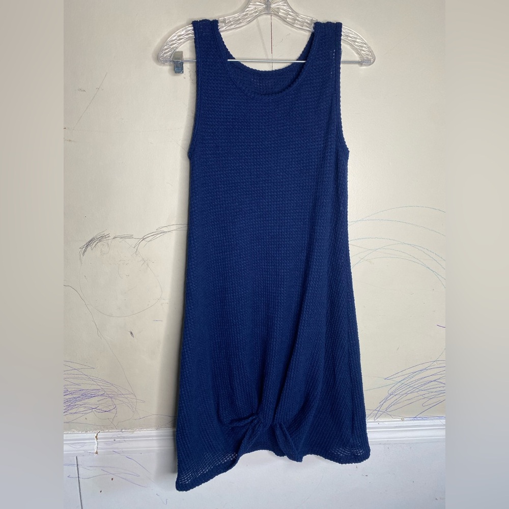 Elegant Navy Blue Sleeveless Bikini Coverup